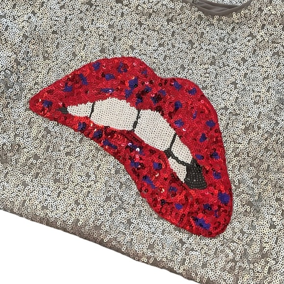 Aiden by Aiden Mattox Silver Sequins Biting Lips Cocktail Dress Size 2 - Picture 8 of 8